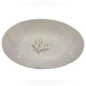60s KAYSONS GOLDEN RHAPSODY WHITE PORCELAIN OVAL BOWL FLORAL PATTERN GOLD ACCENT